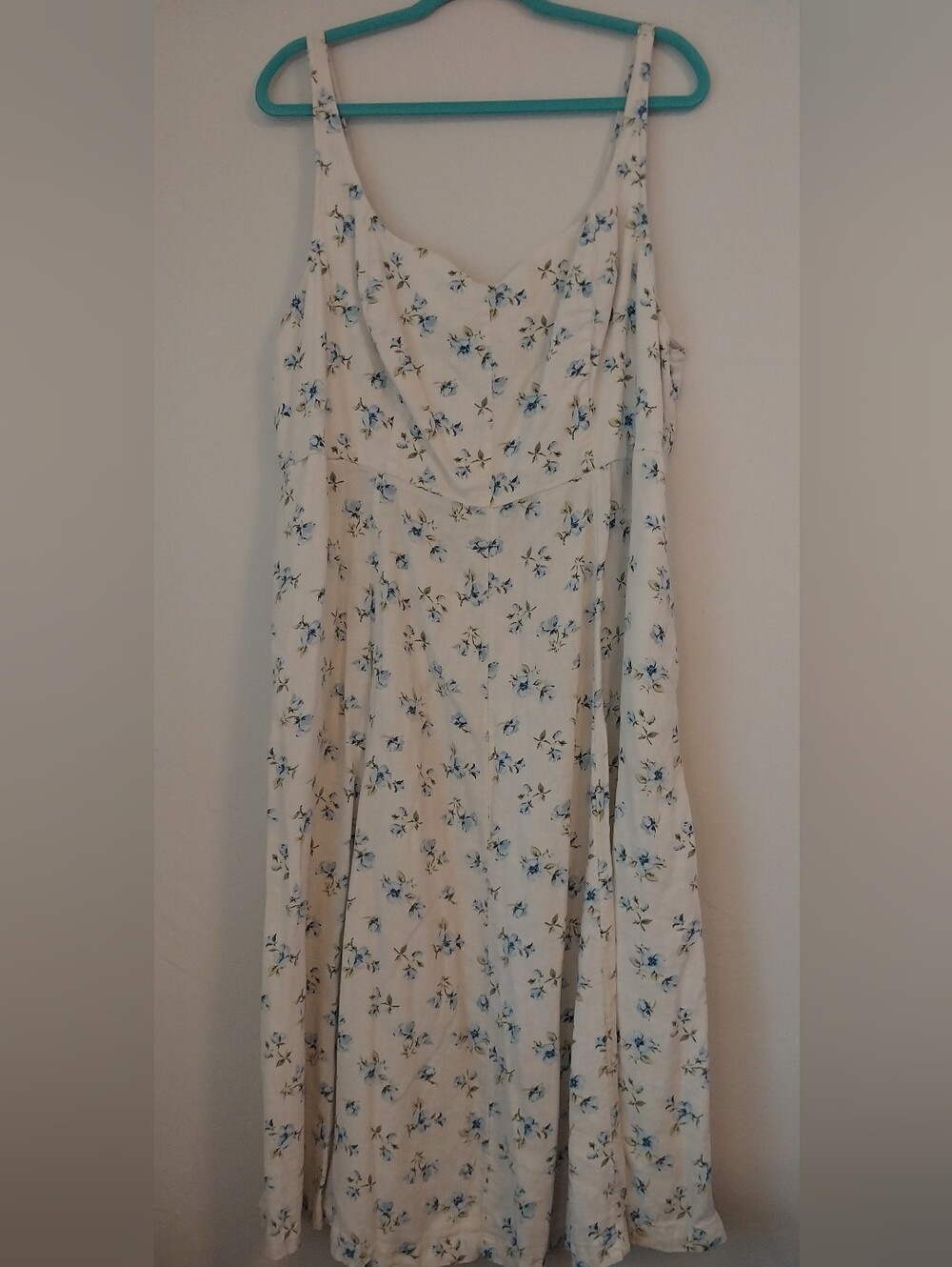 Old Navy Floral Linen Blend Cottagecore Midi Sun Dress W/Pockets XXL Tall NWT